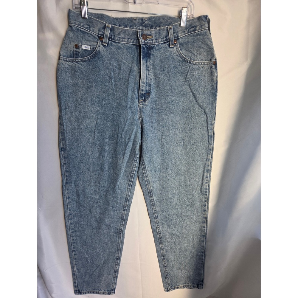Lee Original Jeans Womens Blue Light Wash Relaxed High Rise Tapered